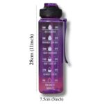 Dream Corporate World 1L Motivational Sipper Water Bottle with Straw & Time Marker | Leakproof BPA-Free Plastic Sports Bottle for Gym, Office, School, Home & Outdoor (Purple)