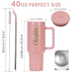 Nispruhay Customize Name Tumbler Sipper Mug with Handle and Straw Lid Travel Coffee Mug Vacuum Insulated Portable Personalize Your Logo Name Drinking Cup for Office Gym...