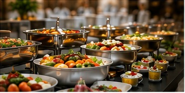 Corporate catering service prepared for a workplace event
